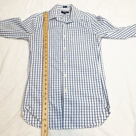 J. Crew blue white windowpane check collared long sleeve button front shirt - Picture 9 of 10